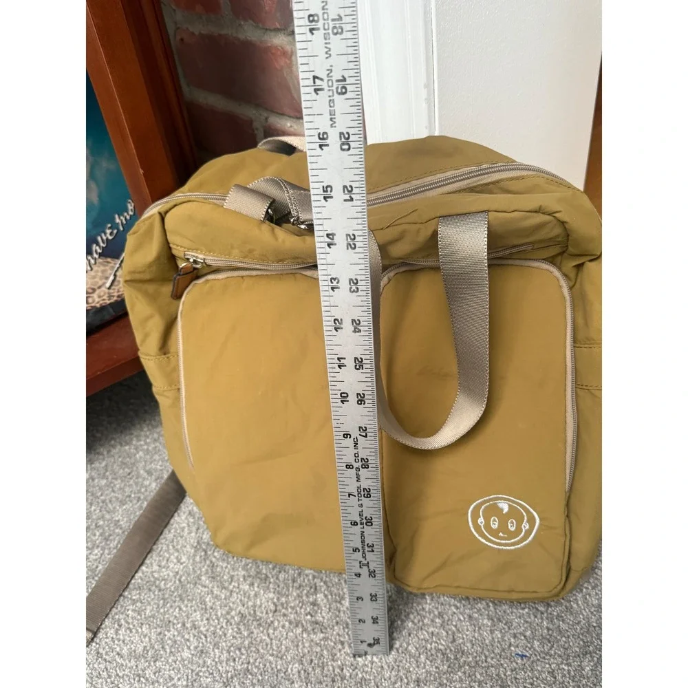 Tushy Diaper Bag Backpack Mustard Yellow Ochre Nylon Multi Pocket Travel Bag